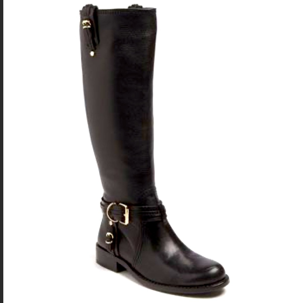 VGUC Vince Camuto Kabo Black Leather Riding Boots, Sz 7